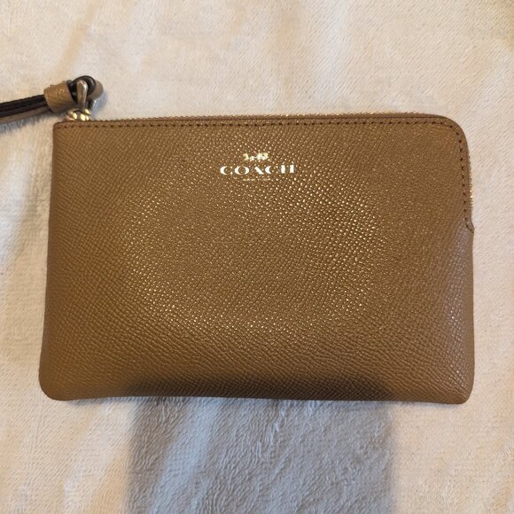 Coach Brown Corner Zip Wristlet, Gently Used - Picture 1 of 4
